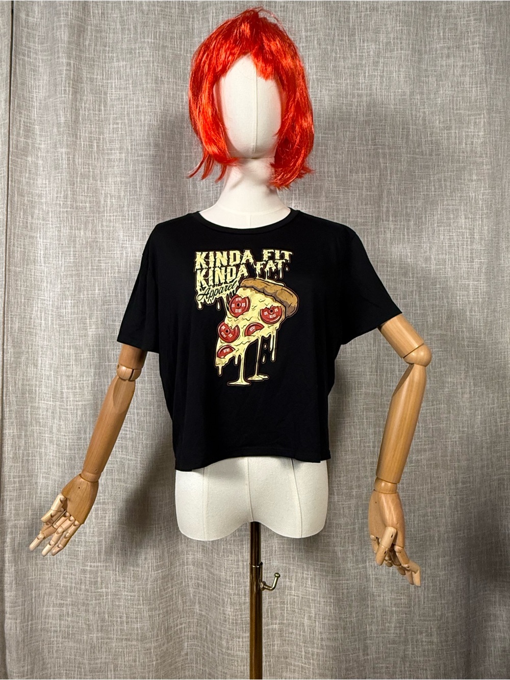 Graphic Pizza Cropped Tee - "Kinda Fit Kinda Fat"